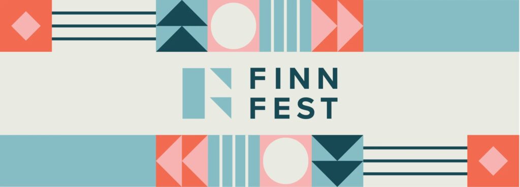 Finn Fest logo with geometric patterns.