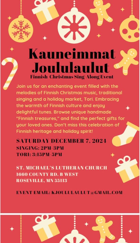 Finnish Christmas sing-along event poster.